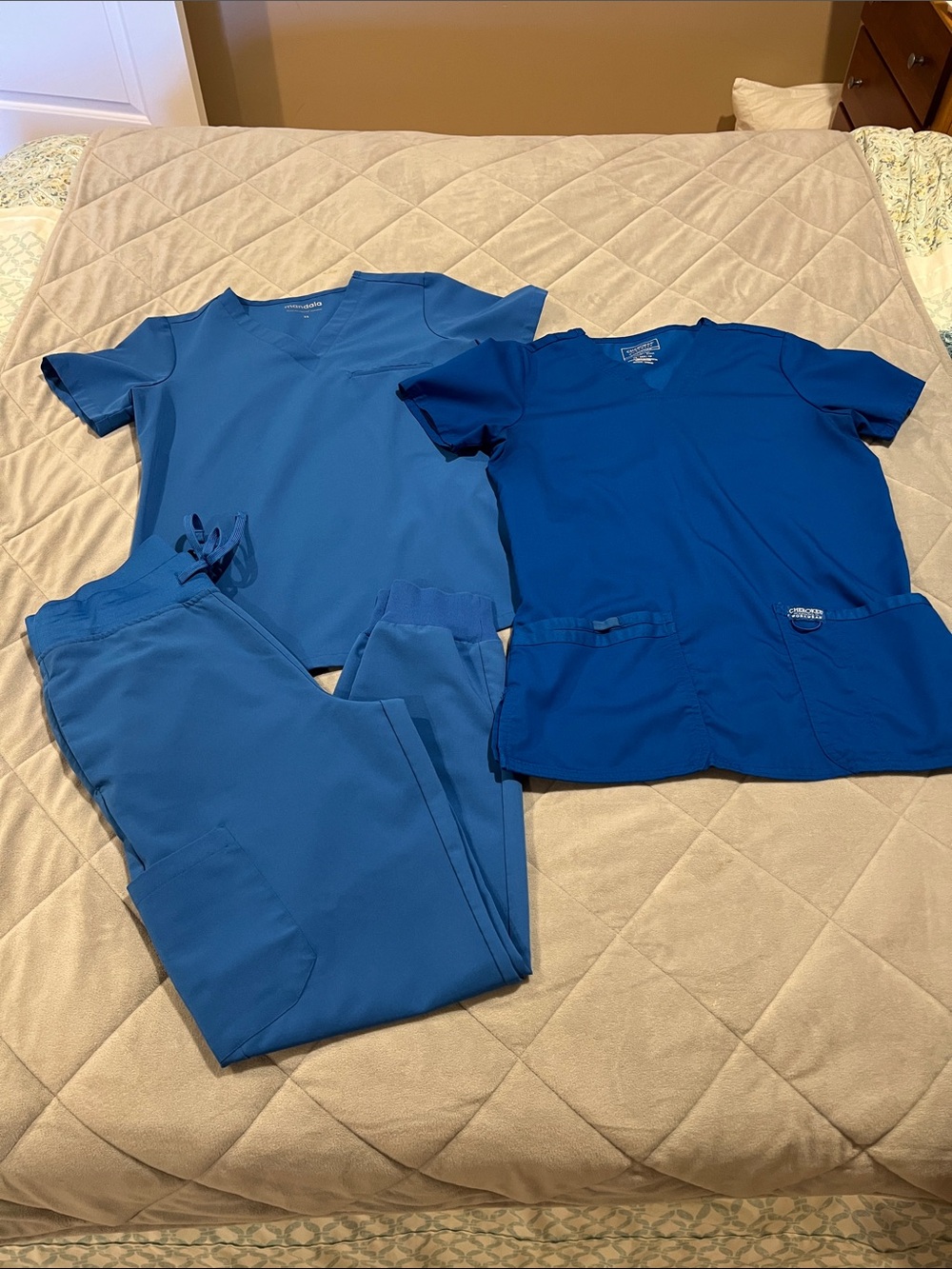 Set! Blue Medical Scrub Tops & Pants